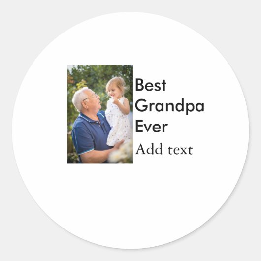 Beste Opa je fügen Fotoname klassisch elegant Runder Aufkleber (Vorderseite)