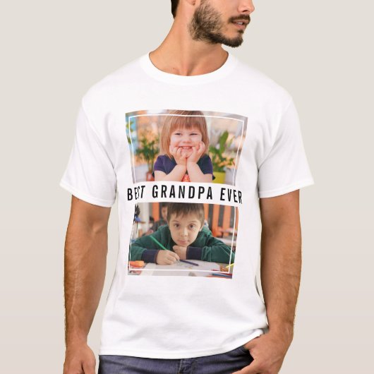 Beste Opa je Großkinder 2 FotoCollage T-Shirt (Vorderseite)