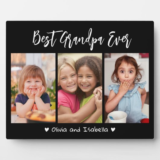 Beste Opa je Großkinder 3 Collage Schwarz Fotoplatte (Vorderseite)