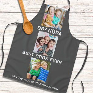 Beste Opa je Großkinder 3 FotoCollage Grau Schürze
