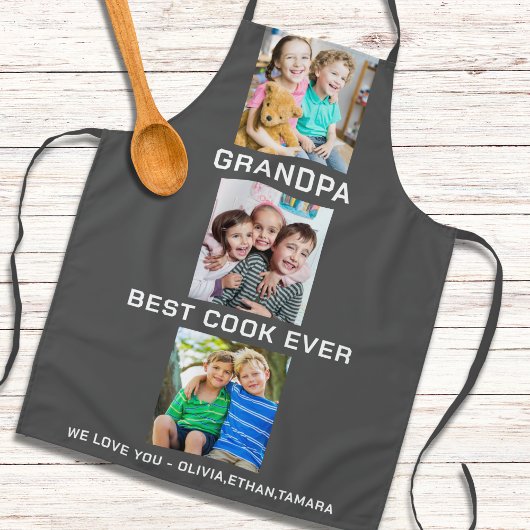 Beste Opa je Großkinder 3 FotoCollage Grau Schürze