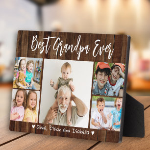 Beste Opa je Großkinder 5 Foto Rustikales Holz Fotoplatte