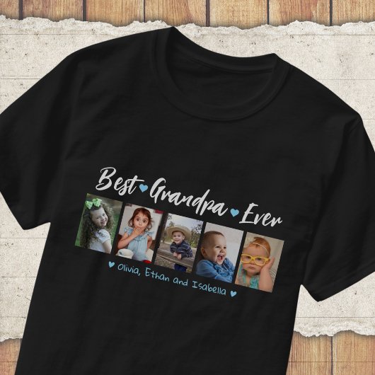 Beste Opa je Großkinder 5 FotoCollage Schwarz T-Shirt