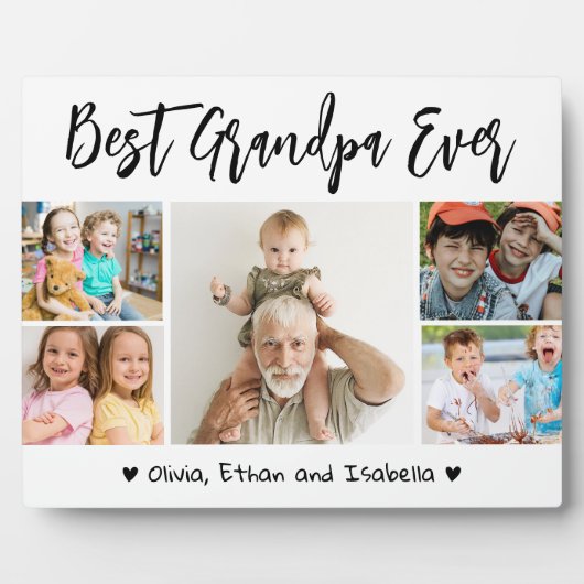 Beste Opa je Großkinder 5 FotoCollage weiß Fotoplatte (Vorderseite)