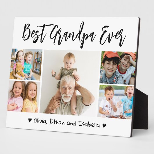 Beste Opa je Großkinder 5 FotoCollage weiß Fotoplatte (Seite)