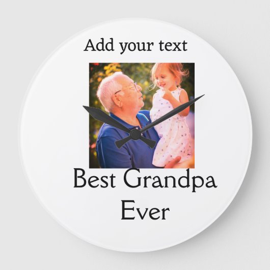 Beste Opa je Großvater Foto Geschenke tex Große Wanduhr (Vorderseite)