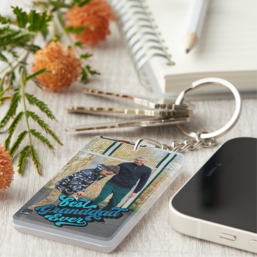 Beste Opa je | Großvater-Foto Schlüsselanhänger (Vorderseite rechts)