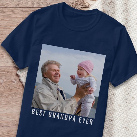 Beste Opa je Großvater und Baby Foto Navy T-Shirt