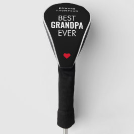 Beste Opa je Herzname Schwarz-weiß Golf Headcover