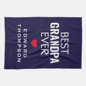 Beste Opa je Herzname Weiße Marine Geschirrtuch (Horizontal)