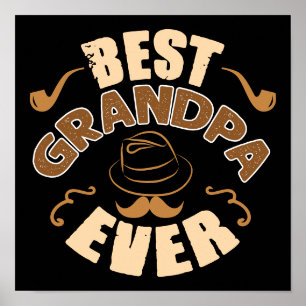 Beste Opa je - Hut- und Pipe-Illustration Poster