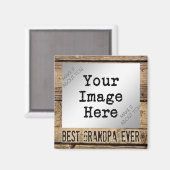 Beste Opa je in rustikalem, holzGerahmtem Foto Magnet (Vorderseite/Rückseite)
