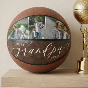 Beste Opa je Leder Vatertag Foto Geschenk Basketball