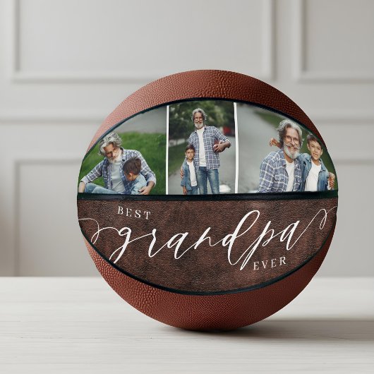 Beste Opa je Leder Vatertag Foto Geschenk Basketball