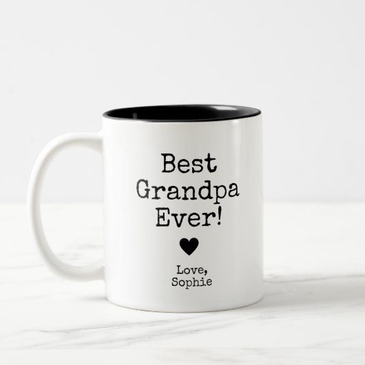 Beste Opa je mit Bild | Benutzerdefinierter Textbe Zweifarbige Tasse (Links)
