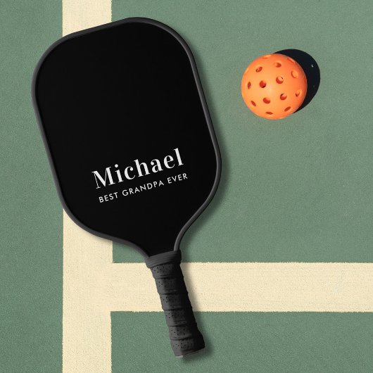 Beste Opa je Monogramm Schwarz Pickleball Schläger