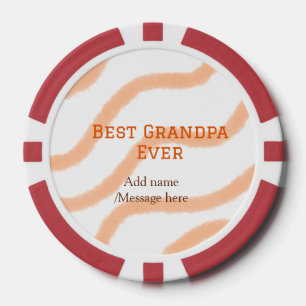 Beste Opa je orangefarbene Streifen Spirale Name t Pokerchips