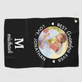 Beste Opa je Personalisiertes Monogramm Name Foto Golfhandtuch (Horizontal)