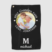 Beste Opa je Personalisiertes Monogramm Name Foto Golfhandtuch (Vorderseite)