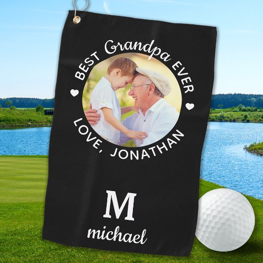 Beste Opa je Personalisiertes Monogramm Name Foto Golfhandtuch