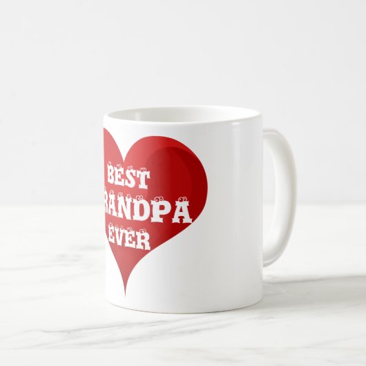 Beste Opa je Rotes Herz Liebe Tasse (VorderseiteRechts)