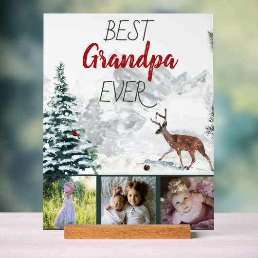 Beste Opa je rustikale Winterlandschaft Hirsche 3 Acrylschild (Neutral)