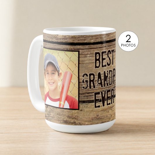 Beste Opa je Rustikales Holz 2 Fotos Kaffeetasse