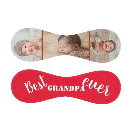 Beste Opa je rustikales Holz 3 Foto Collage Rot Baseball (Paneele)