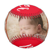 Beste Opa je rustikales Holz 3 Foto Collage Rot Baseball (Vorderseite)