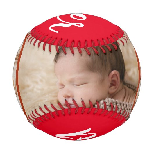 Beste Opa je rustikales Holz 3 Foto Collage Rot Baseball (Vorderseite)