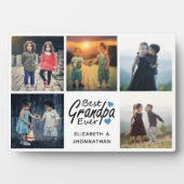 Beste Opa je Script Blue Herz Foto Collage Fotoplatte (Vorderseite)