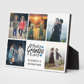 Beste Opa je Script Blue Herz Foto Collage Fotoplatte (Seite)