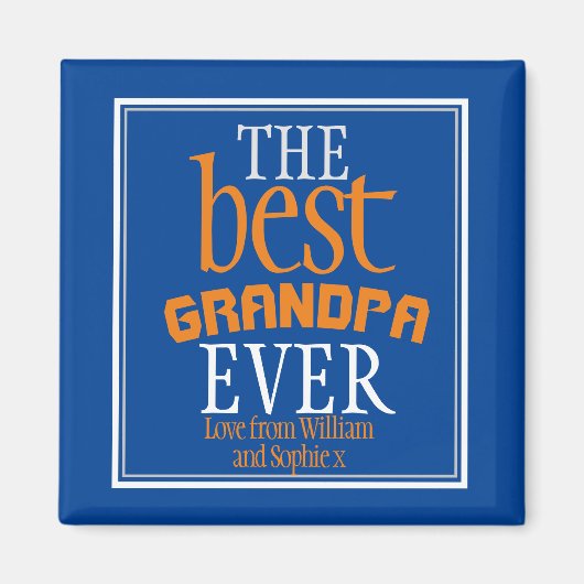 Beste Opa je Typografie Blau Magnet (Vorne)