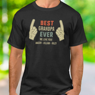 Beste Opa je Zeige Finger Grand Kids Namen T-Shirt