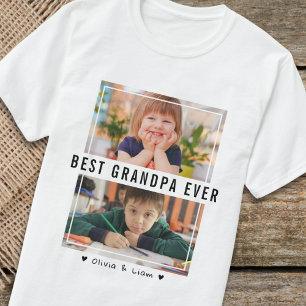Beste Opa je zwei Foto Personalisiertes Geschenk T-Shirt