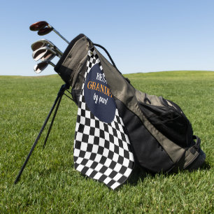 Beste Opa Moderner Schwarz-Weiß-Karo Golfhandtuch