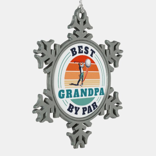 Beste Opa nach Par Custom Retro Golfer Schneeflocken Zinn-Ornament (Links)