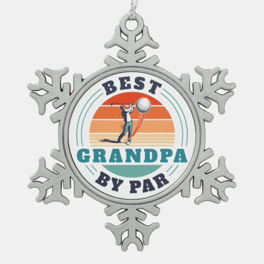 Beste Opa nach Par Custom Retro Golfer Schneeflocken Zinn-Ornament (Vorderseite)