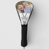 Beste Opa nach Par Foto Monogramm Schwarz-weiß Golf Headcover (Vorderseite)