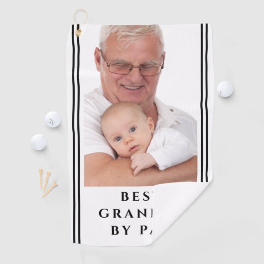 Beste Opa nach Par Foto Schwarz und Weiß Golfhandtuch (Insitu)