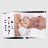 Beste Opa nach Par Foto Schwarz und Weiß Golfhandtuch (Horizontal)