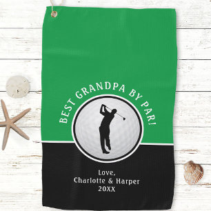 Beste Opa nach Par Golfer Männlich Schwarz Green C Golfhandtuch
