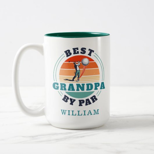 Beste Opa nach Par Retro Golfgeschenke Urlaub Zweifarbige Tasse (Links)