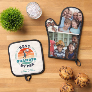 Beste Opa von Par Familie FotoCollage Custom Ofenhandschuh & Topflappen-Set