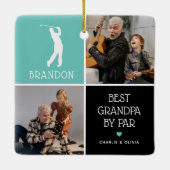 Beste Opa von Par Foto Collage Weihnachten Keramikornament (Rückseite)