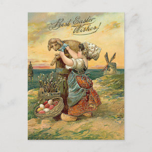 Beste Ostergrüße Niederländisches Mädchen Postkarte