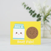 Beste Pals, Niedliche Milch und Cookies Postkarte (Stehend Vorderseite)