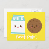 Beste Pals, Niedliche Milch und Cookies Postkarte (Vorne/Hinten)