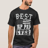 Beste Pap Pp je US Flag Grandpa Fathers Day Gesche T-Shirt (Vorderseite)