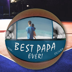 Beste Papa Ever Blue 3 Foto Collage Basketball